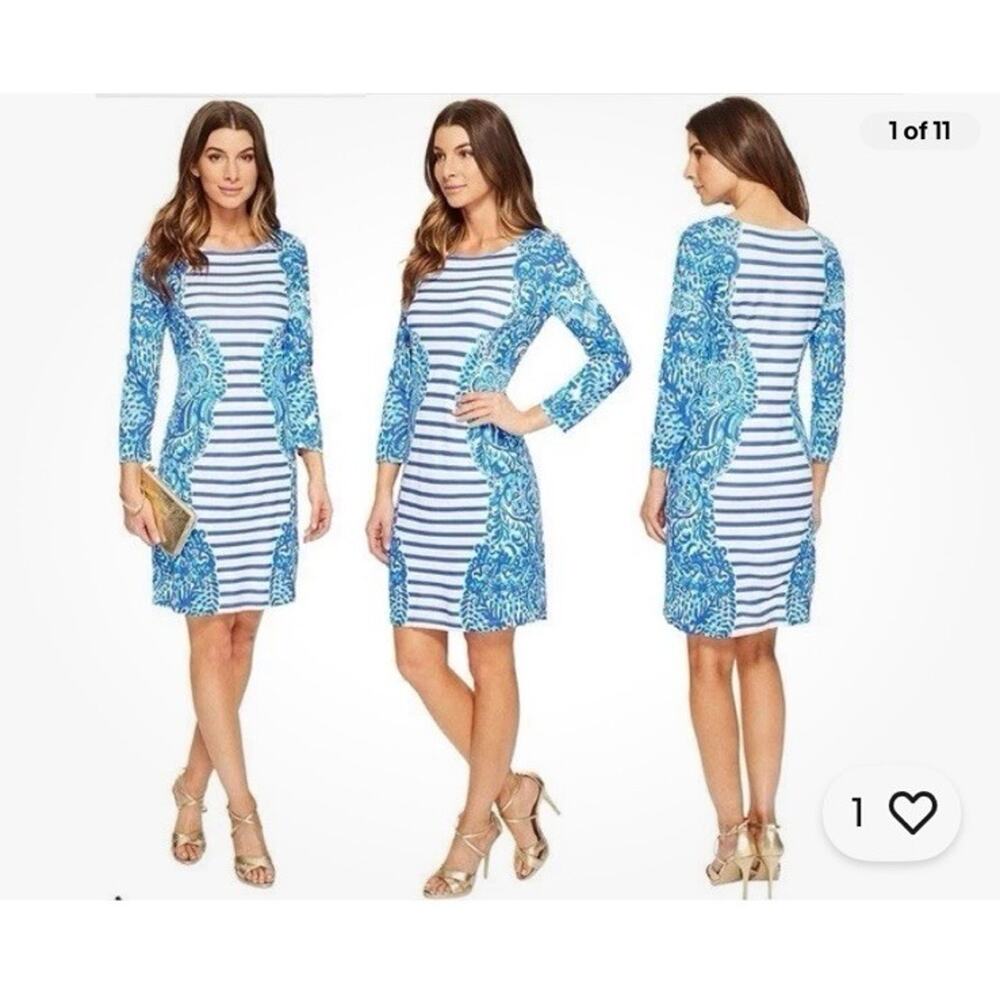 Lilly Pulitzer Nila Dress Moon Jellies Stripe size small blue striped tropical